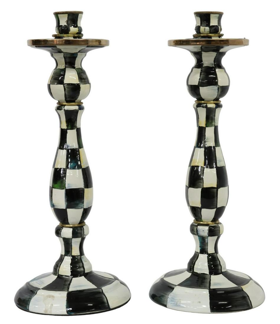 (2) MACKENZIE-CHILDS COURTLY CHECK CANDLESTICKS (1 of 3)