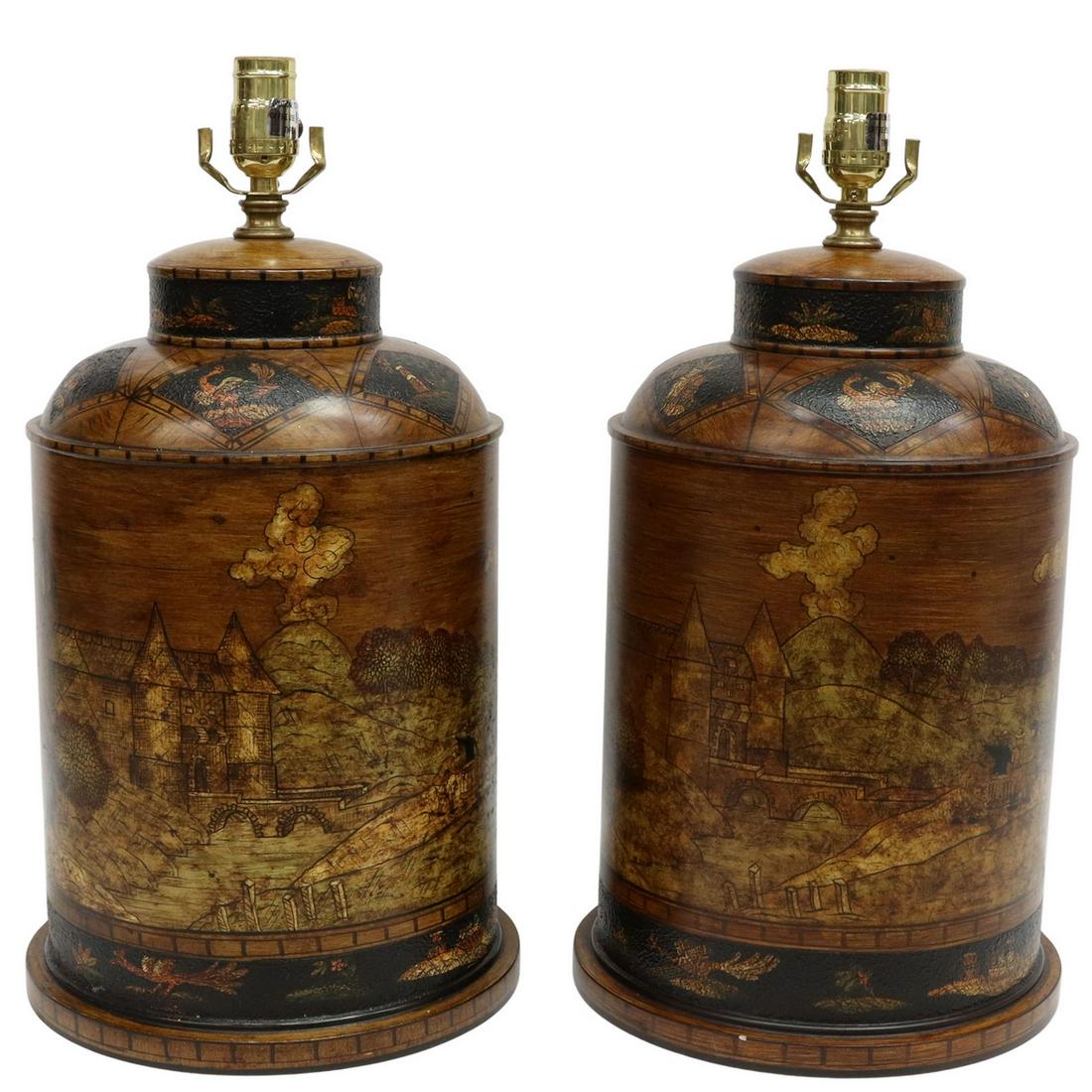 (2) Decorative Canister Form Table Lamps
