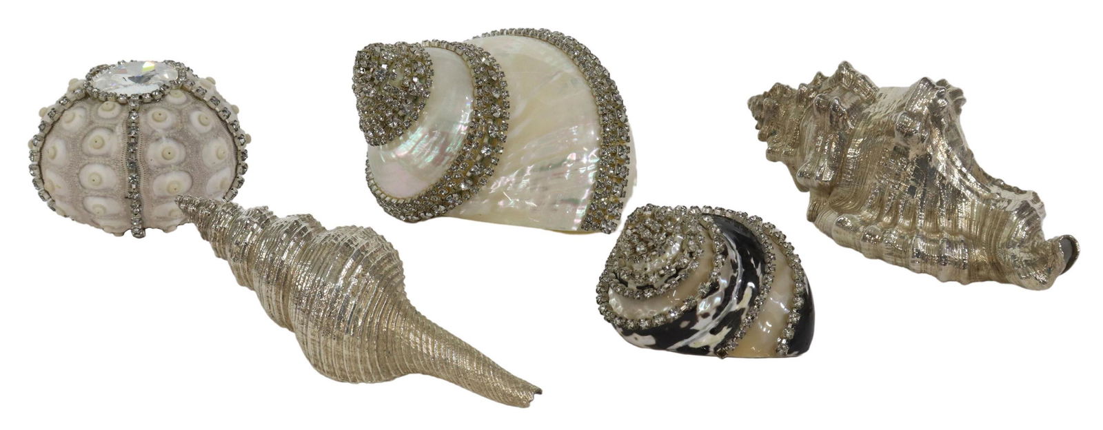 (5) DECORATIVE SILVER-CLAD & BEJEWELED SEASHELLS (1 of 3)