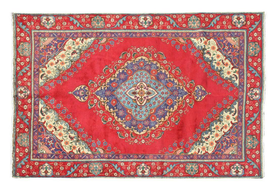 HAND-TIED PERSIAN TABRIZ RUG, 9'3.5"X6'1" (1 of 3)