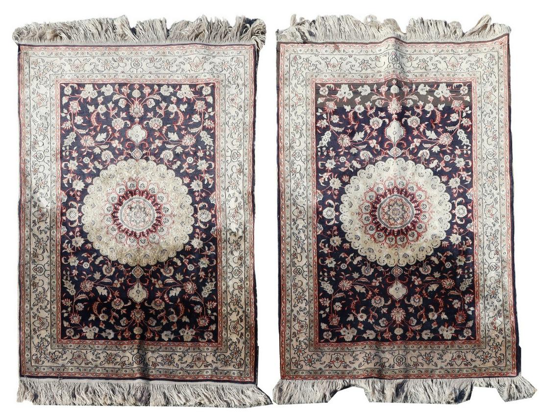 (2) CHINESE 100% SILK RUGS, 3'0" X 2'0" (1 of 3)