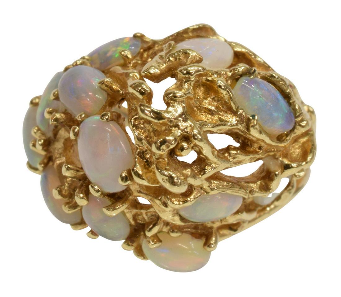 ESTATE 14K YELLOW GOLD OPAL CABOCHON RING (1 of 4)