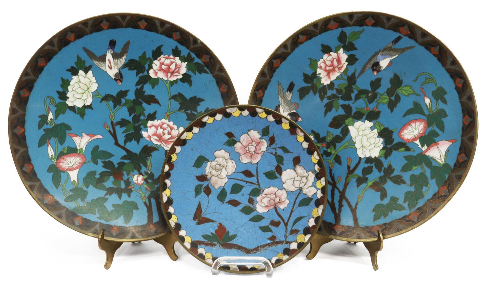 (3) CHINESE CLOISONNE ENAMEL CABINET PLATES (1 of 5)