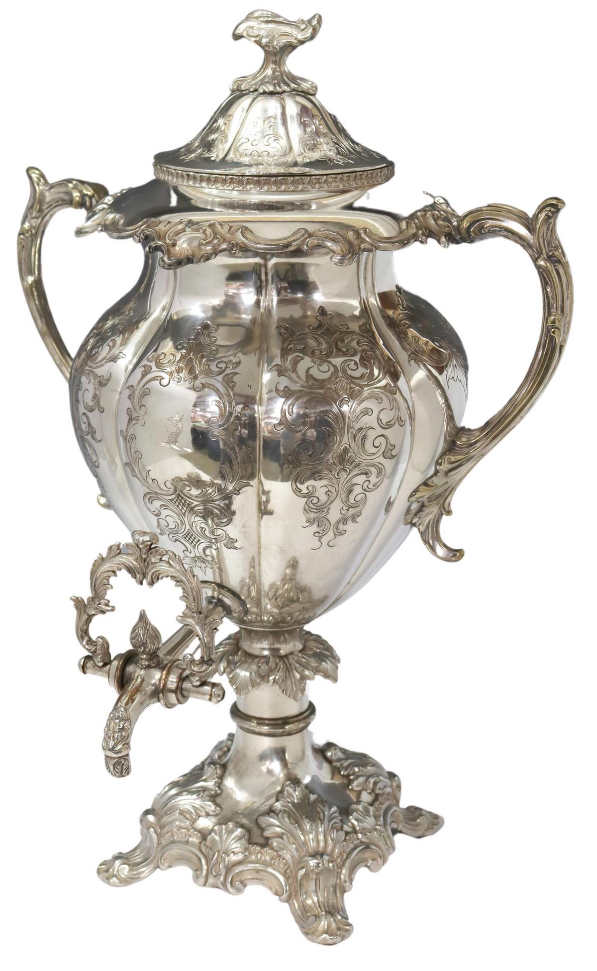 LARGE SILVER PLATE HOT WATER/ COFFEE URN SAMOVAR (1 of 5)