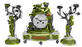 (3) LOUIS XVI STYLE BRONZE & MARBLE CLOCK SET First Image