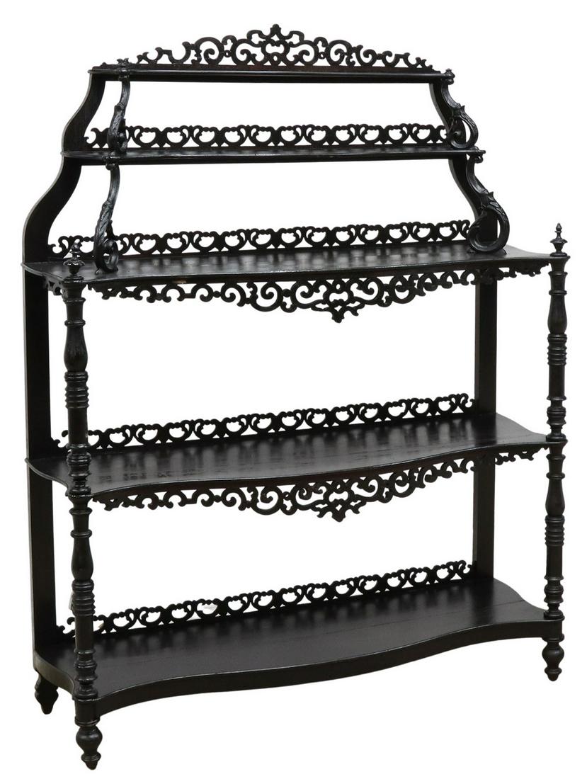 VICTORIAN EBONIZED ETAGERE DISPLAY SHELF (1 of 4)