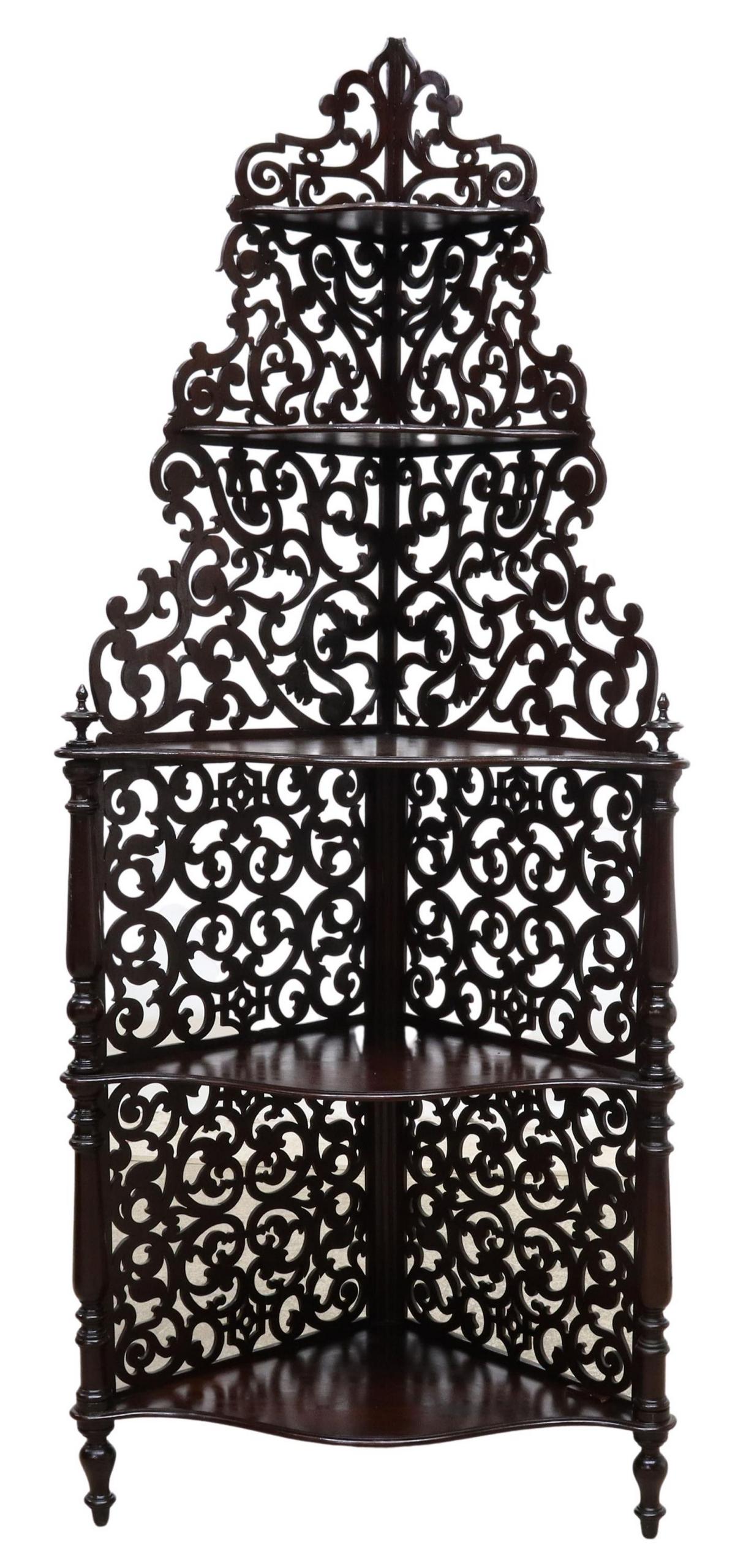 VICTORIAN MAHOGANY CORNER ETAGERE DISPLAY SHELF (1 of 2)