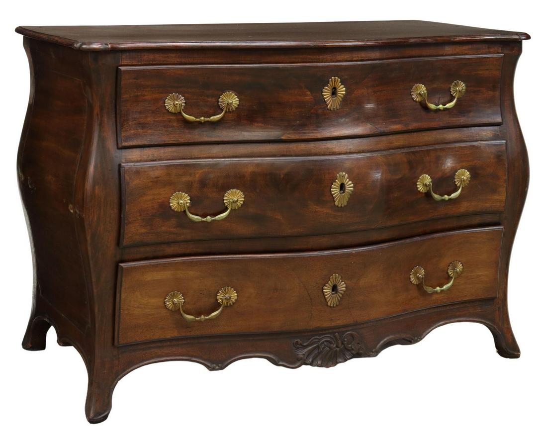 FRENCH PROVINCIAL THREE-DRAWER BOMBE COMMODE (1 of 5)