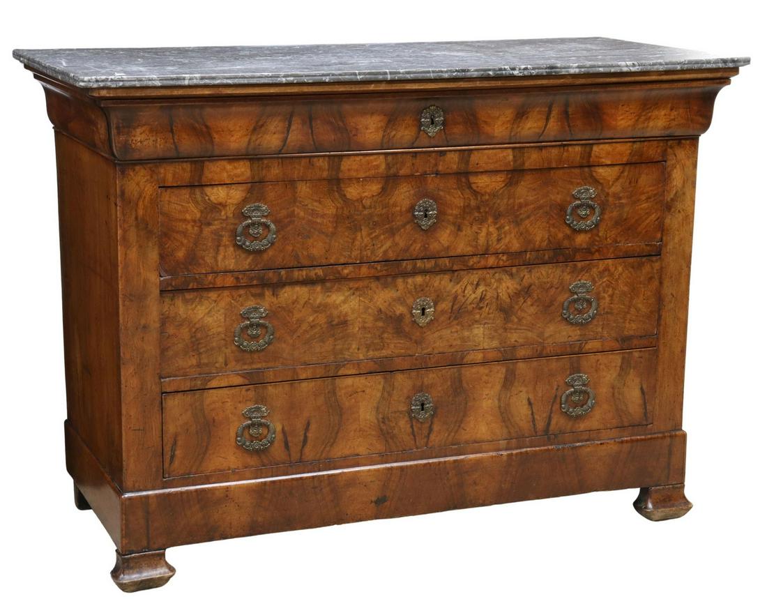 FRENCH CHARLES X MARBLE-TOP BURLWOOD COMMODE (1 of 5)