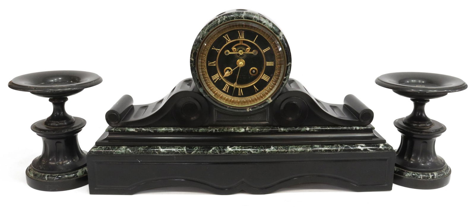 (3) FRENCH MARBLE MANTEL CLOCK & TAZZA GARNITURES (1 of 4)