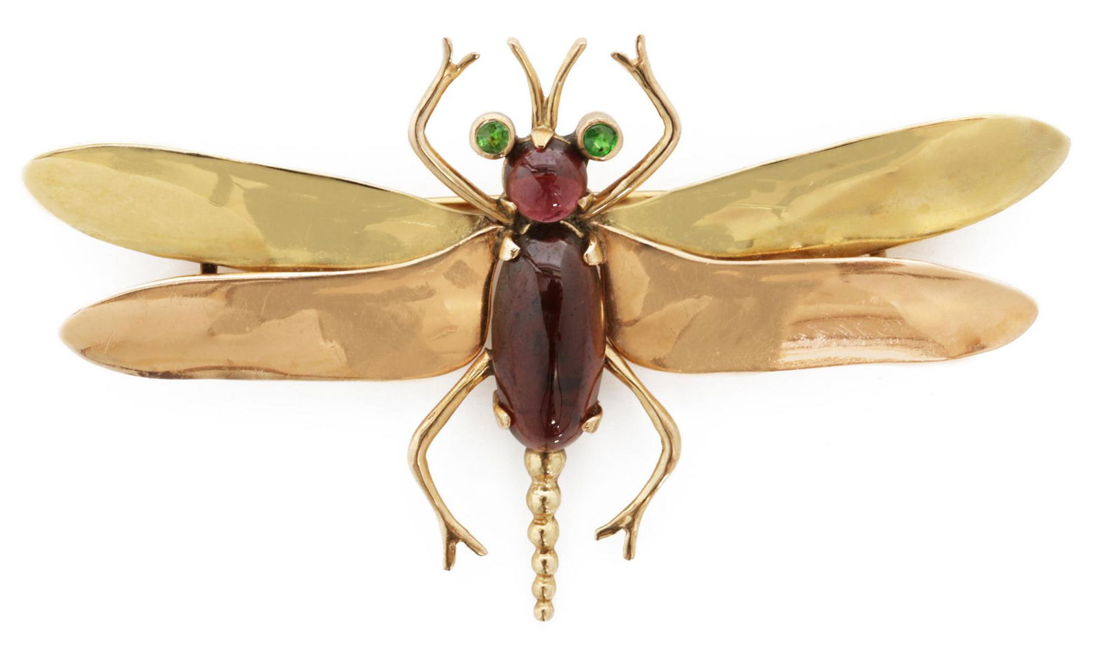 ESTATE 14K GOLD & GEMSTONE DRAGONFLY BROOCH (1 of 2)