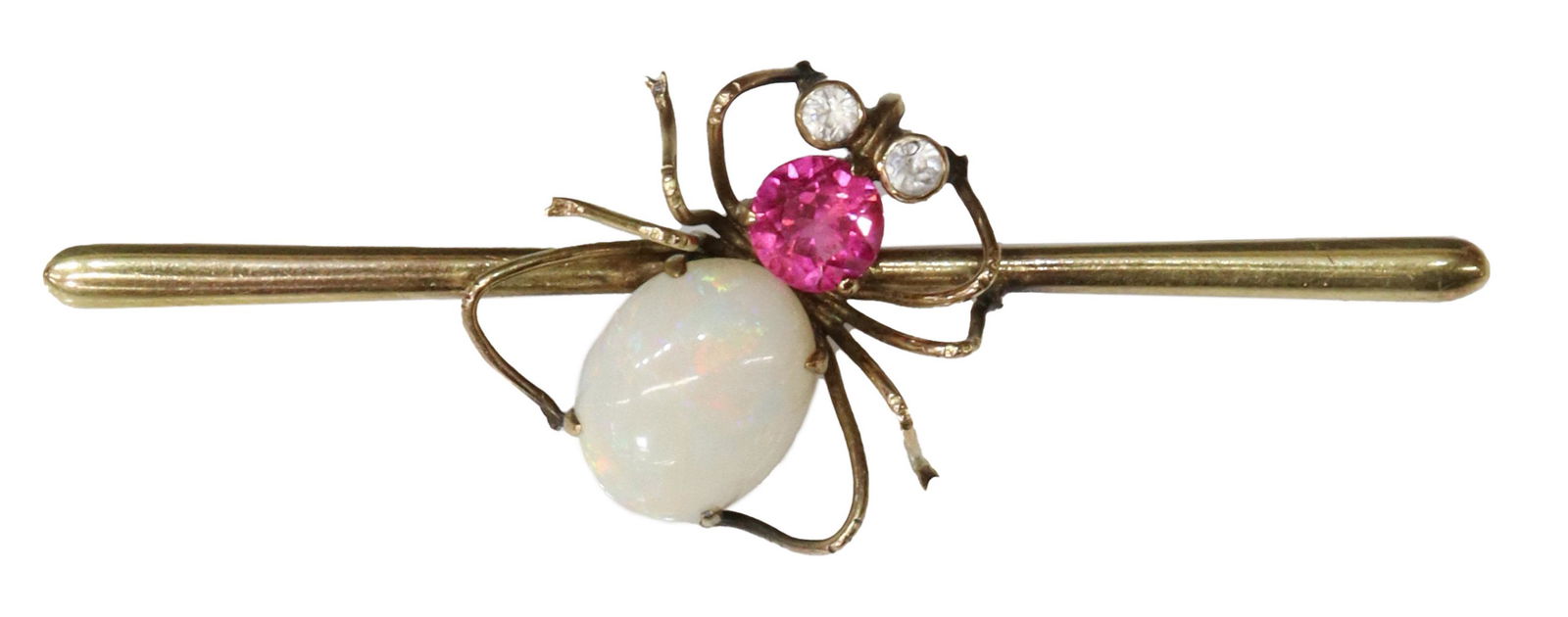 TY LEE HONG KONG 14K GOLD & OPAL SPIDER BAR PIN (1 of 3)