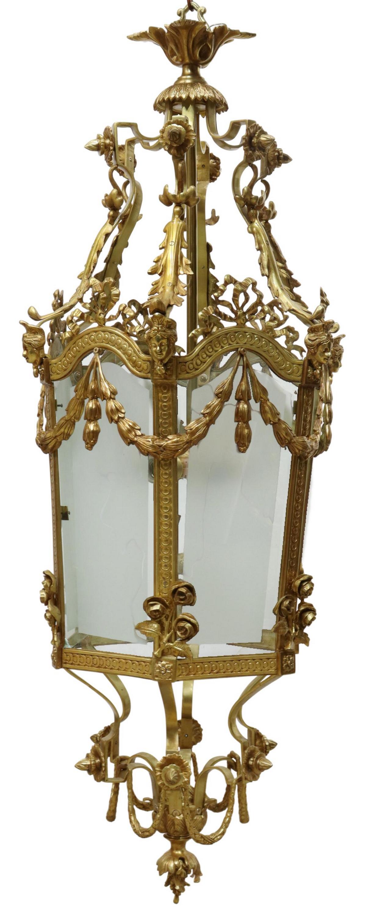 FRENCH BRONZE SIX-LIGHT HANGING HALL LANTERN (1 of 2)