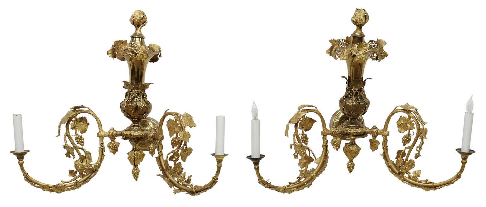 (2) VICTORIAN GRAPEVINE GAS SCONCES, ELECTRIFIED (1 of 1)