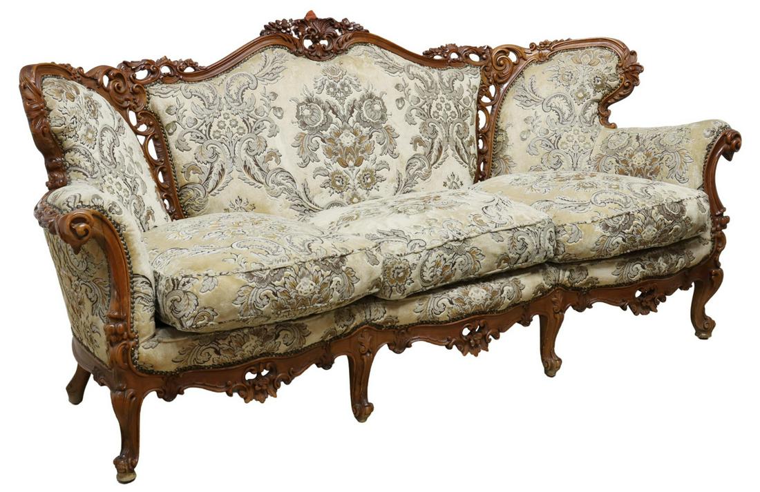 ITALIAN LOUIS XV STYLE THREE-SEAT UPHOLSTERED SOFA (1 of 3)