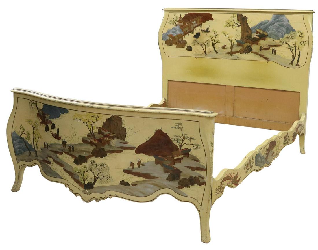 FRENCH CHINOISERIE & PARCEL GILT PAINTED BED (1 of 5)