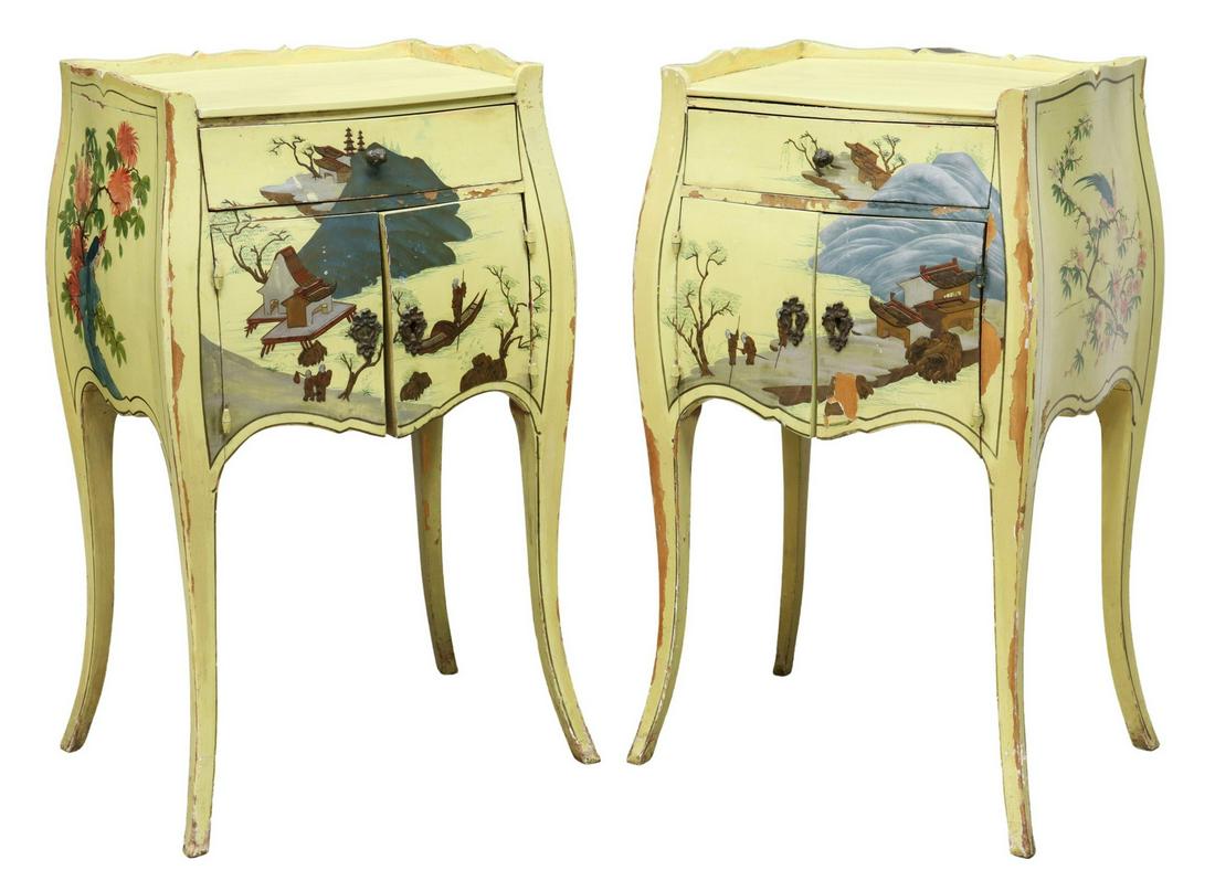 (2) LOUIS XV STYLE CHINOISERIE PAINTED NIGHTSTANDS (1 of 6)