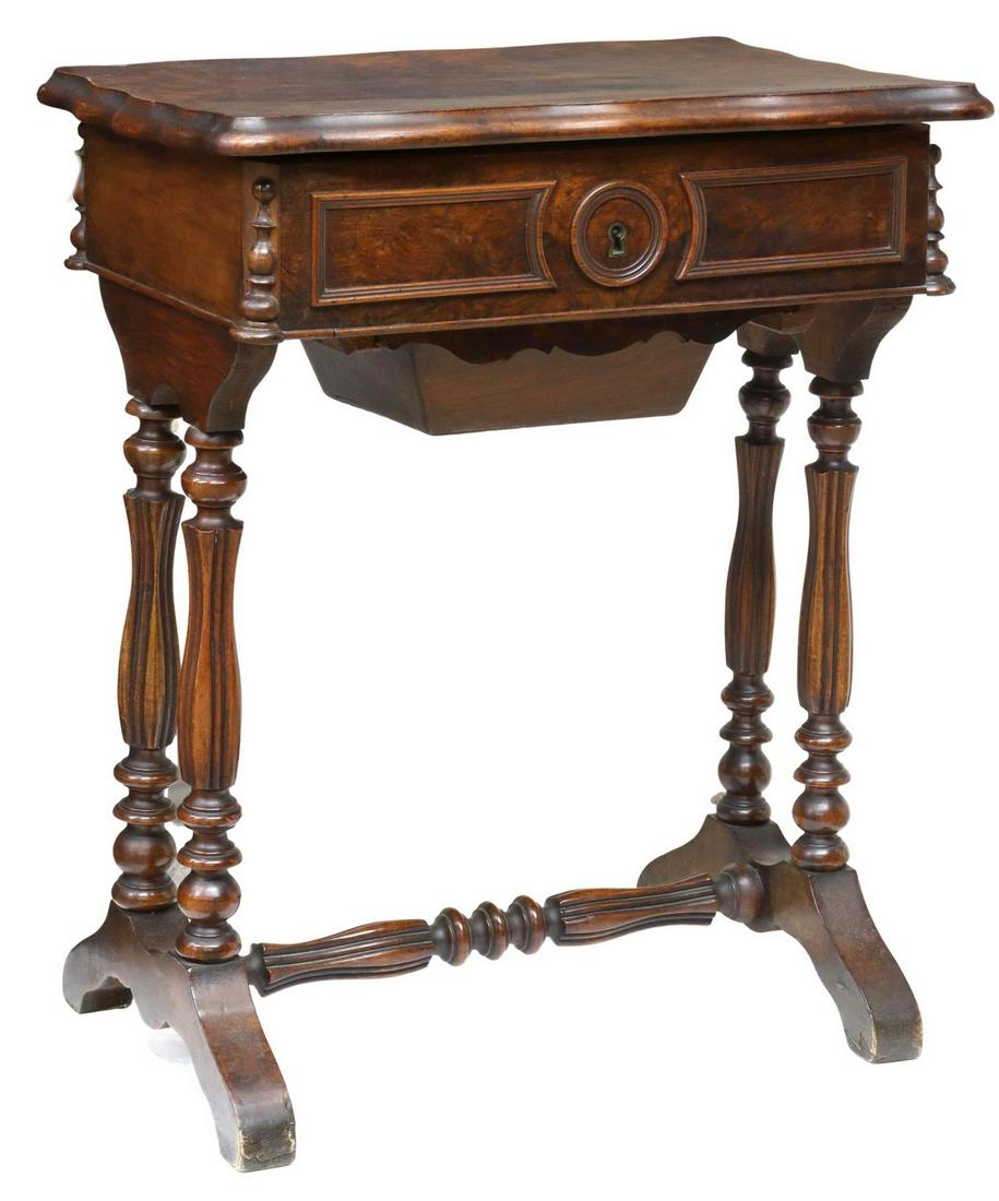 FRENCH LOUIS PHILIPPE FIGURED WALNUT SEWING TABLE (1 of 8)