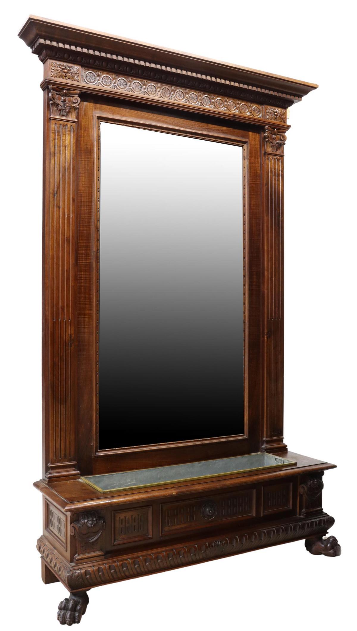 RENAISSANCE REVIVAL CARVED JARDINIERE HALL STAND (1 of 4)