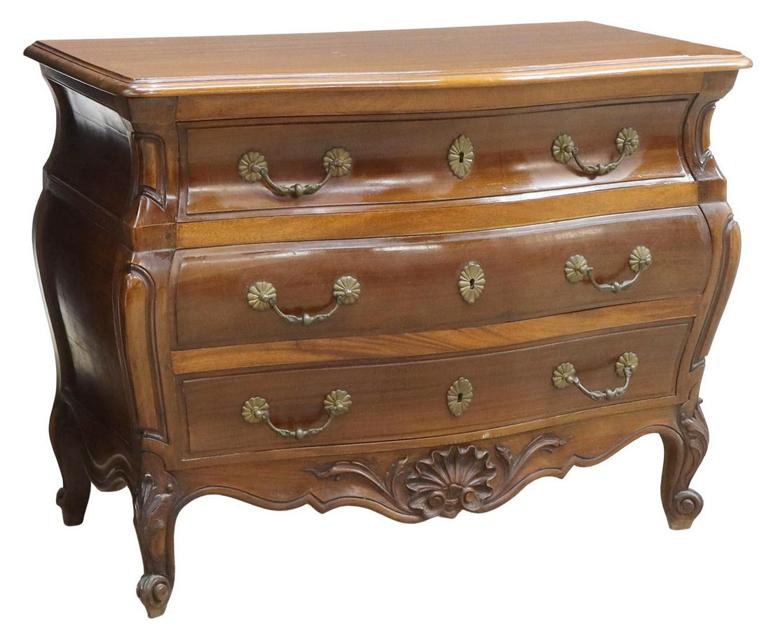 FRENCH PROVINCIAL THREE-DRAWER BOMBE COMMODE (1 of 5)