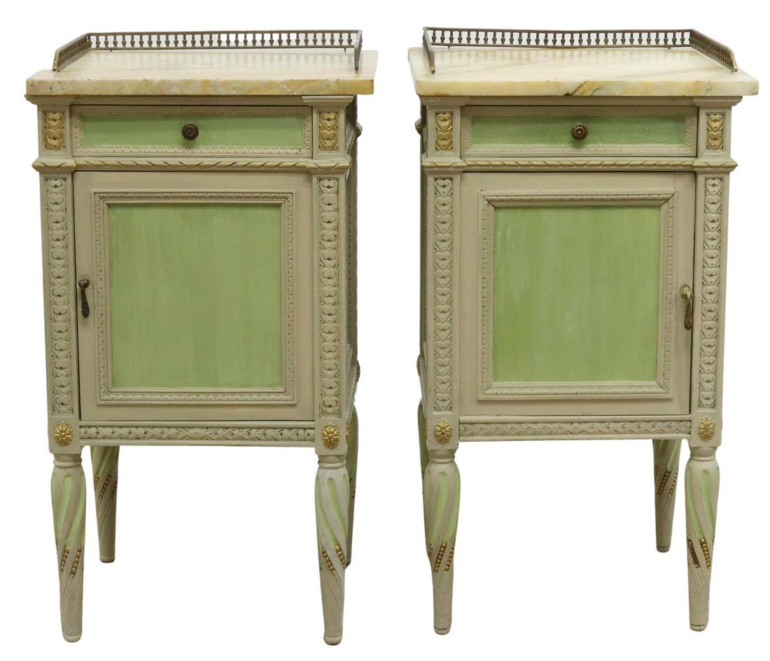 (2) LOUIS XVI STYLE PAINT DECORATED NIGHTSTANDS (1 of 6)