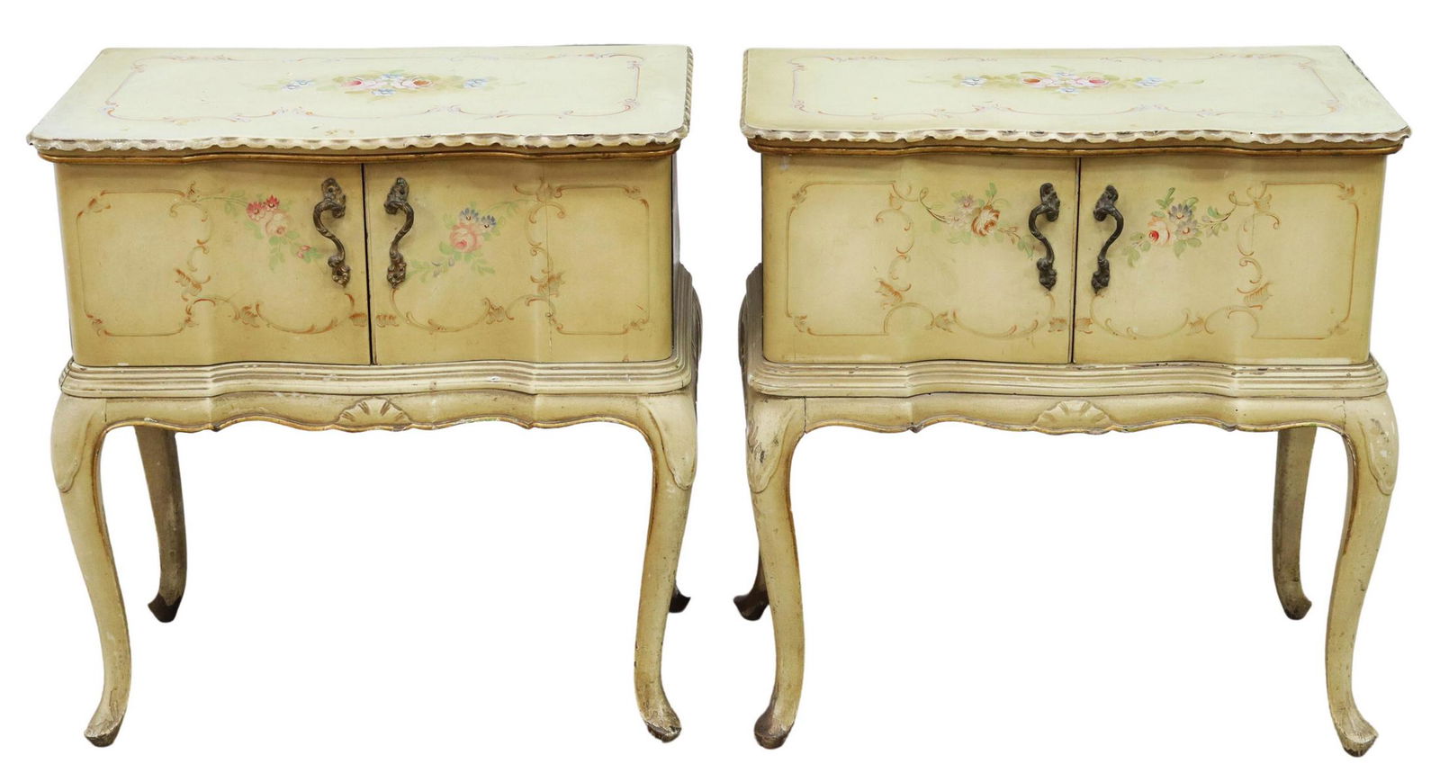 (2) VENETIAN PAINT DECORATED BEDSIDE CABINETS (1 of 5)