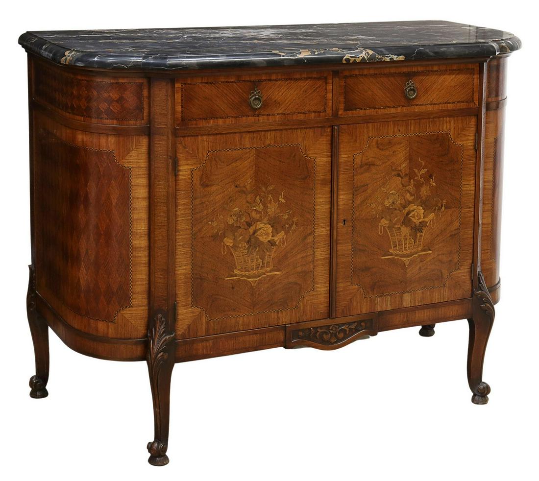LOUIS XV STYLE MARBLE-TOP MAHOGANY COMMODE (1 of 6)