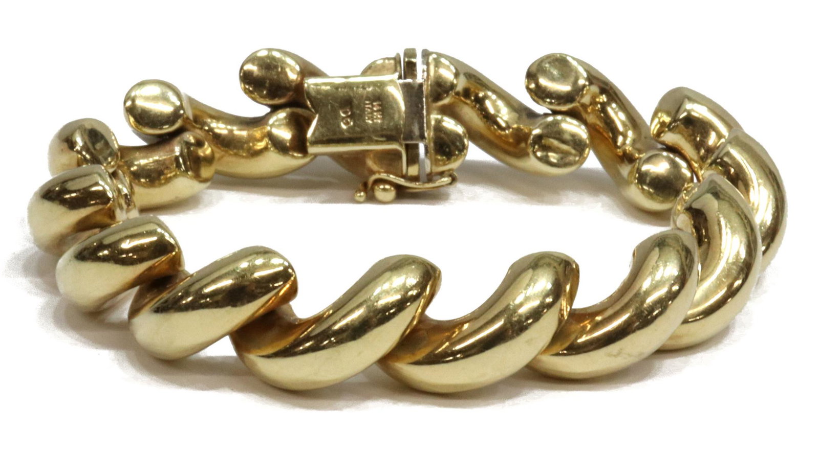 ESTATE ITALIAN 14KT YG SAN MARCO CHAIN BRACELET: Estate Italian San Marco chain bracelet, executed in 14kt yellow gold, stamped 14k, Italy, and DG, with safety catch, approx 7"l, 32 grams Start Price: $800.00