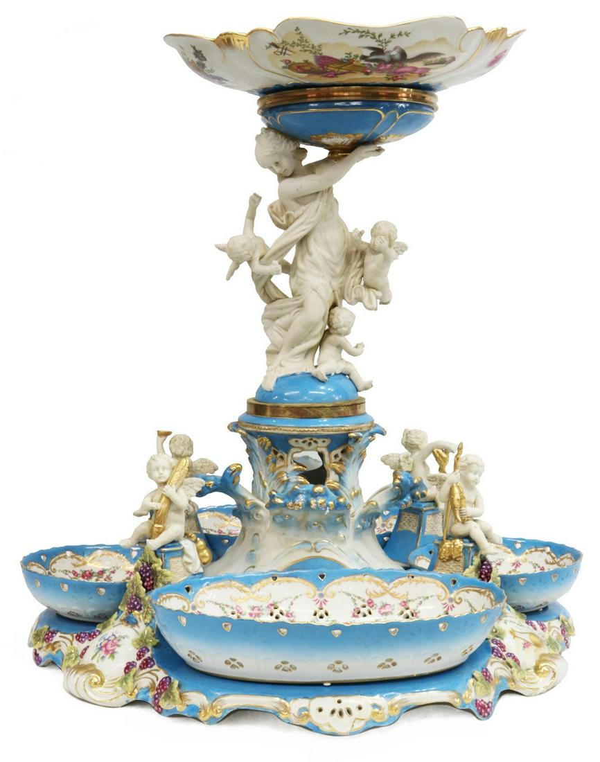 LARGE SEVRES STYLE PORCELAIN COMPOTE CENTERPIECE (1 of 8)