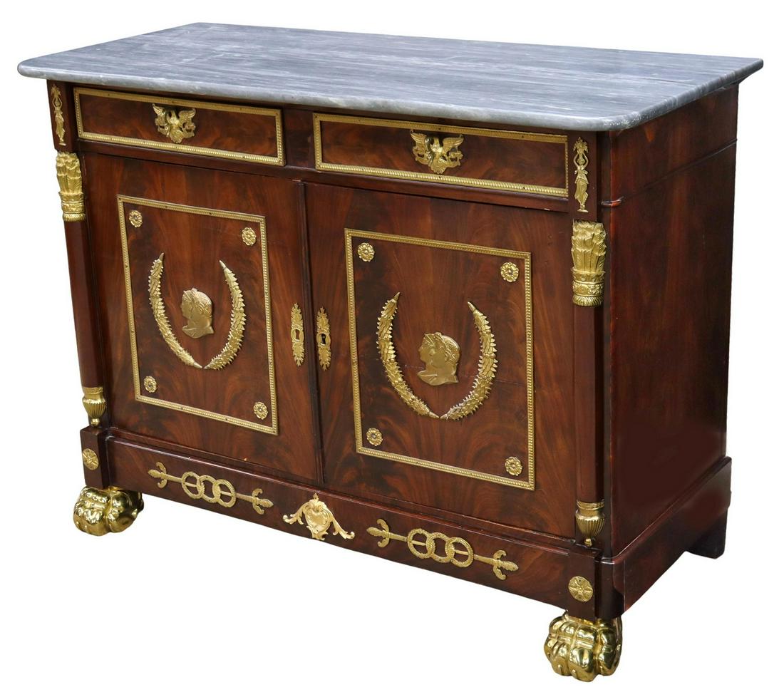 FRENCH EMPIRE MAHOGANY & ORMOLU SIDEBOARD SERVER (1 of 8)