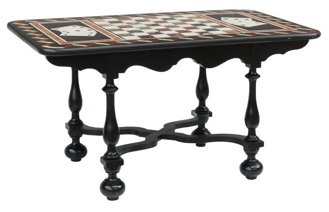 PIETRA DURA INLAID MARBLE TOP GAMES TABLE (1 of 4)