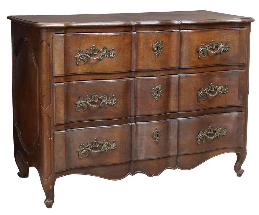 FRENCH LOUIS XV WALNUT COMMODE EN ARBALETE (1 of 5)