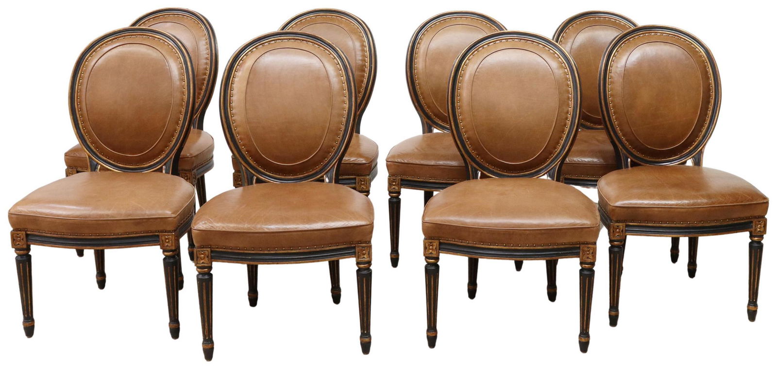 (8) NANCY CORZINE LOUIS XVI STYLE LEATHER CHAIRS (1 of 2)
