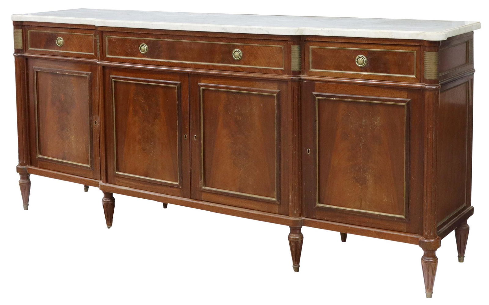 LOUIS XVI STYLE MARBLE-TOP MAHOGANY SIDEBOARD (1 of 7)