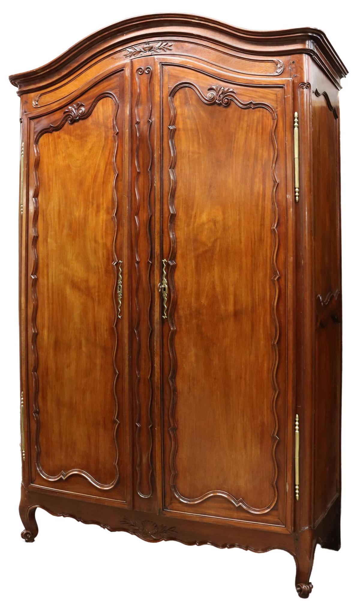 FRENCH PROVINCIAL LOUIS XV STYLE WALNUT ARMOIRE (1 of 4)