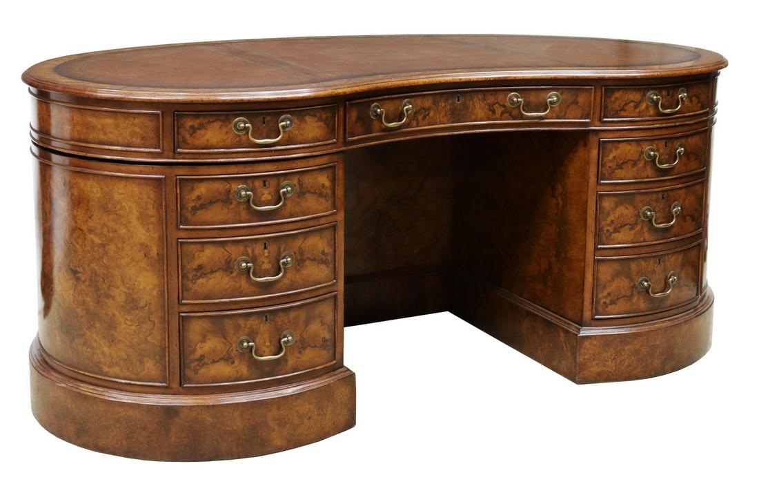 LLOYD BUXTON BURLWOOD KIDNEY-FORM EXECUTIVE DESK (1 of 5)