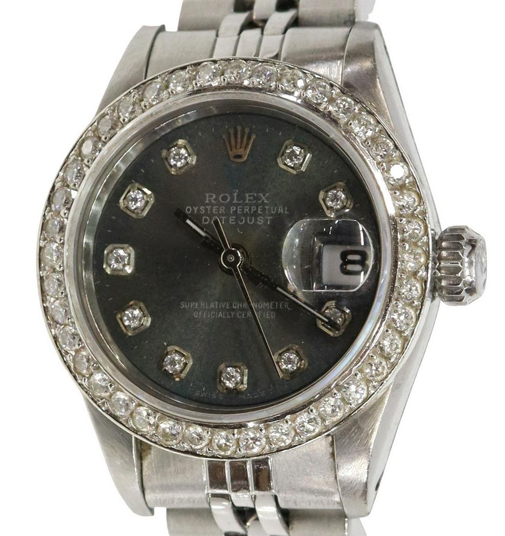 LADIES ROLEX OYSTER DATEJUST DIAMOND & SS WATCH (1 of 5)