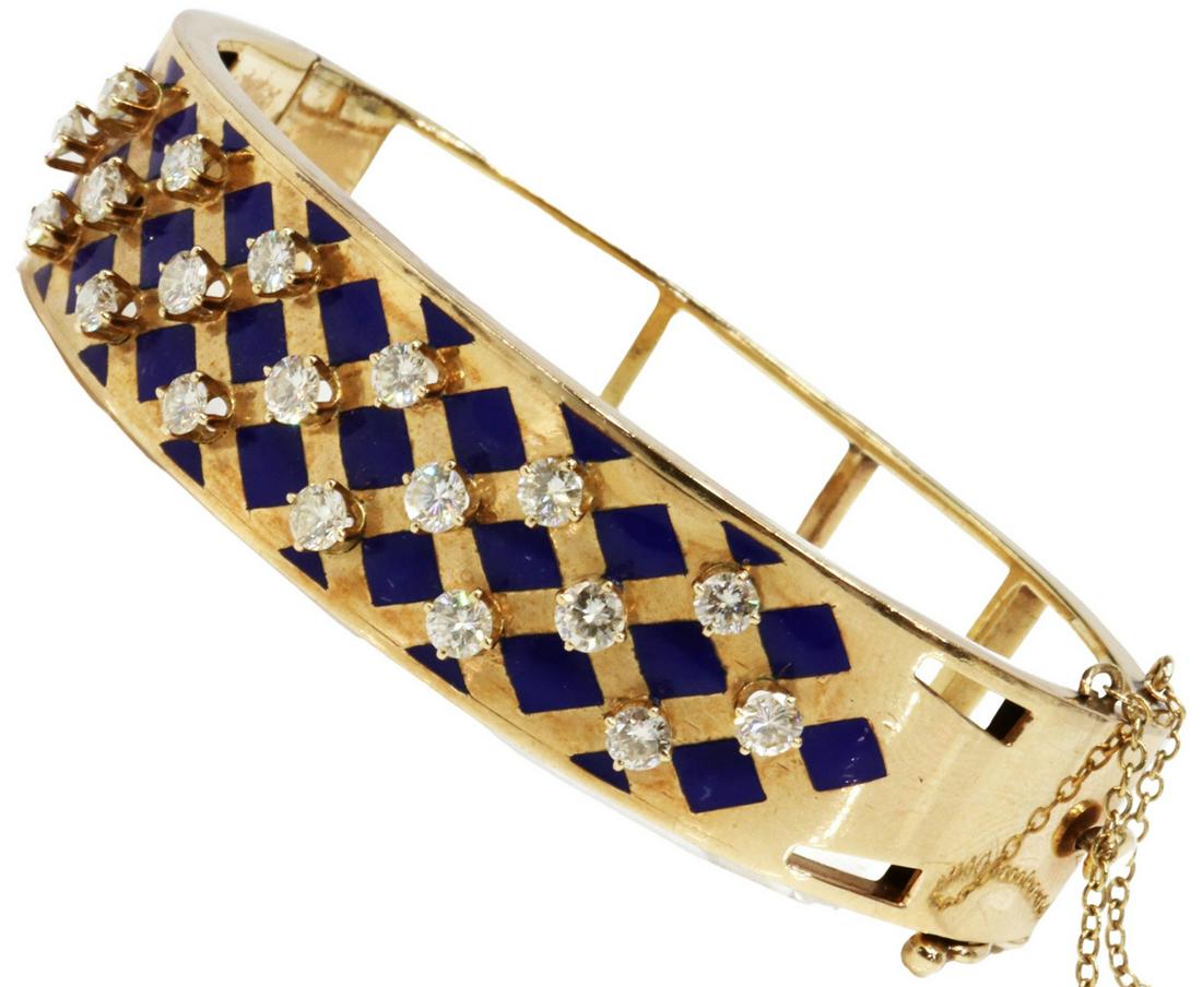 ESTATE 14K GOLD ENAMEL 1.90CTTW DIAMOND BRACELET (1 of 7)