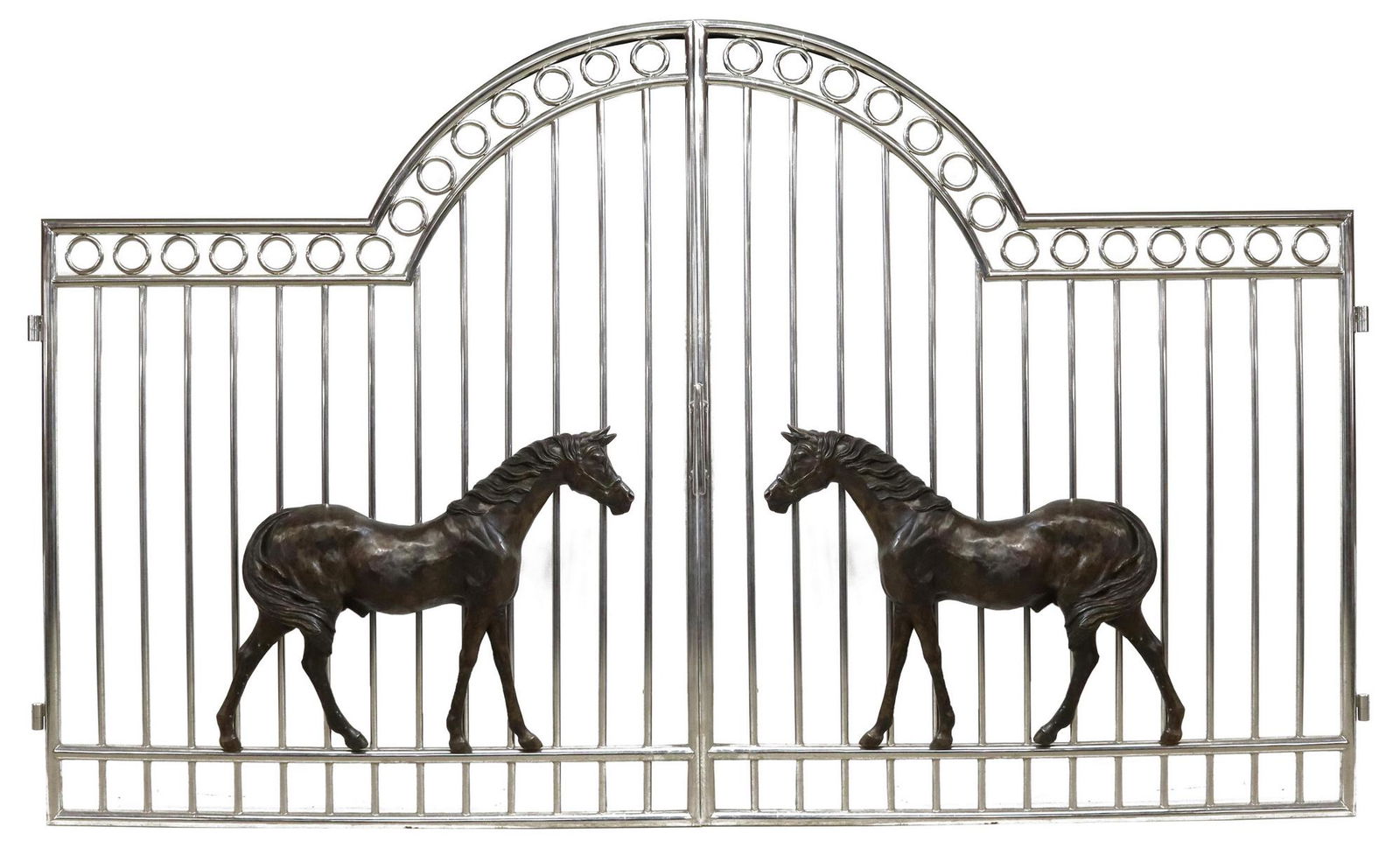 (2) ARCHITECTURAL GATES MOUNTED WITH BRONZE HORSES (1 of 3)