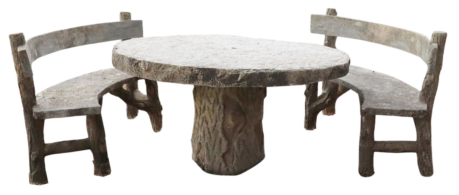 (3) FRENCH CAST CONCRETE FAUX BOIS GARDEN SET (1 of 2)