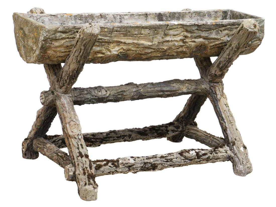 CAST STONE GARDEN TROUGH PLANTER ON BASE (1 of 4)