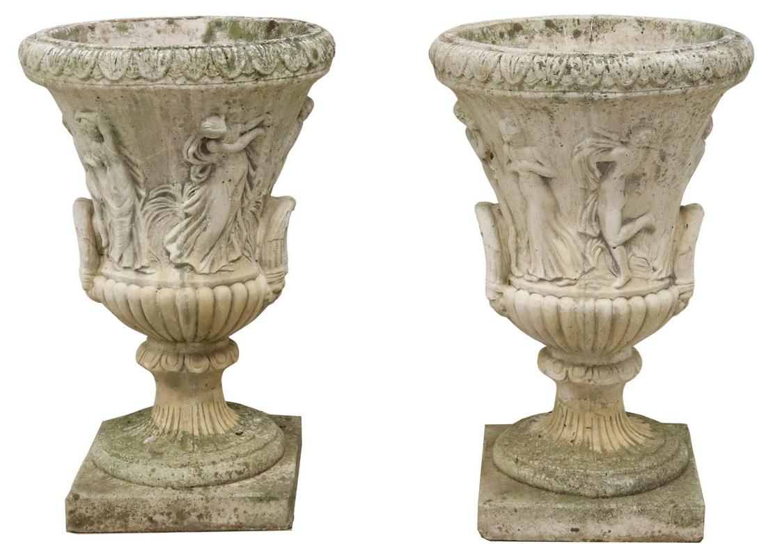(2) CAST STONE GARDEN STATUARY URNS, 33H (1 of 5)