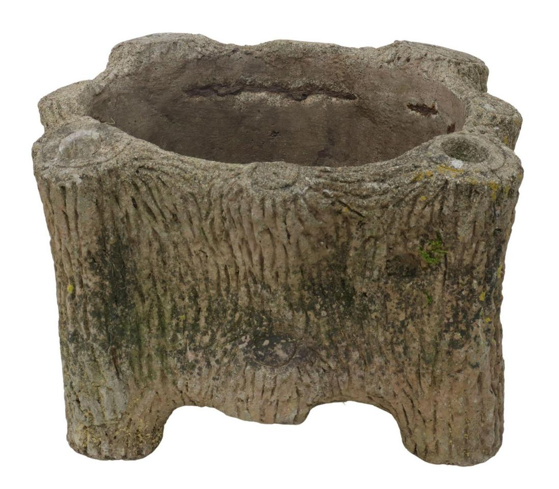 CAST STONE FAUX BOIS GARDEN PLANTER (1 of 2)