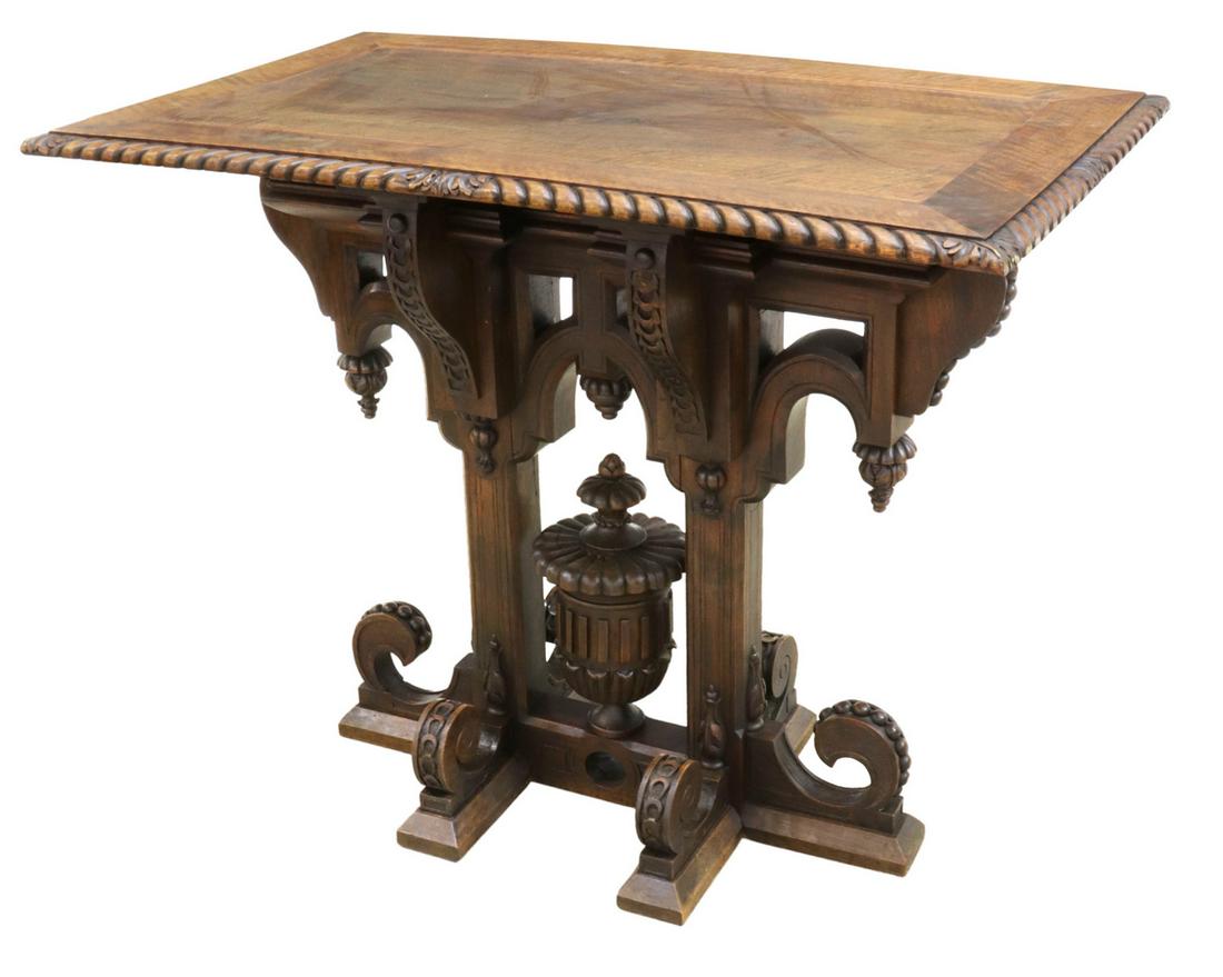 FRENCH CARVED WALNUT SIDE TABLE (1 of 4)