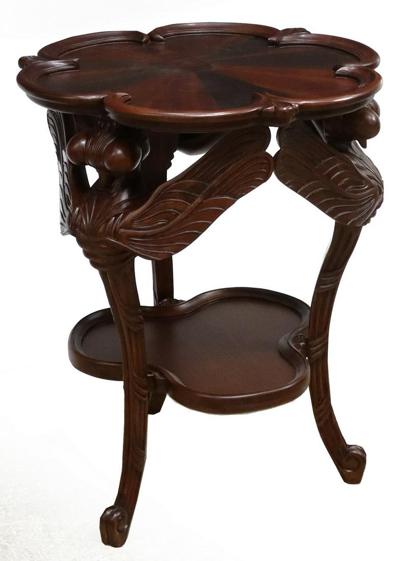 ECOLE DE NANCY STYLE MAHOGANY DRAGONFLY SIDE TABLE (1 of 4)