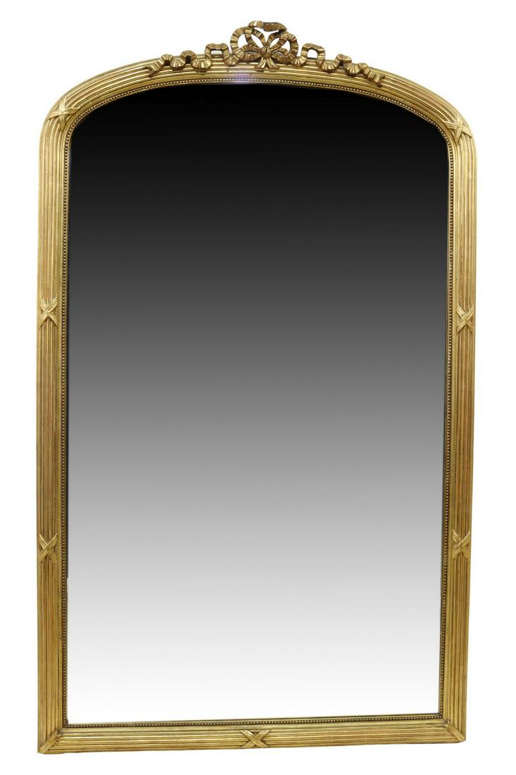 FRENCH LOUIS XVI STYLE GILTWOOD MIRROR, 66" X 40" (1 of 3)
