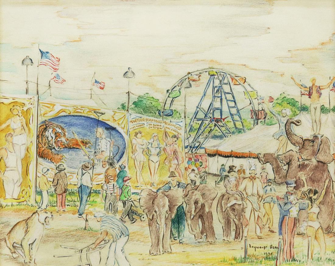 REYNOLDS BEAL (D.1951) CIRCUS PENCIL DRAWING (1 of 4)