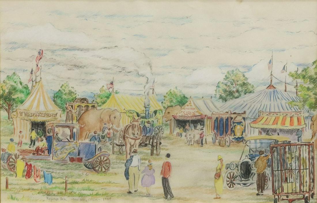 REYNOLDS BEAL (D.1951) COLE BROS. CIRCUS DRAWING (1 of 4)