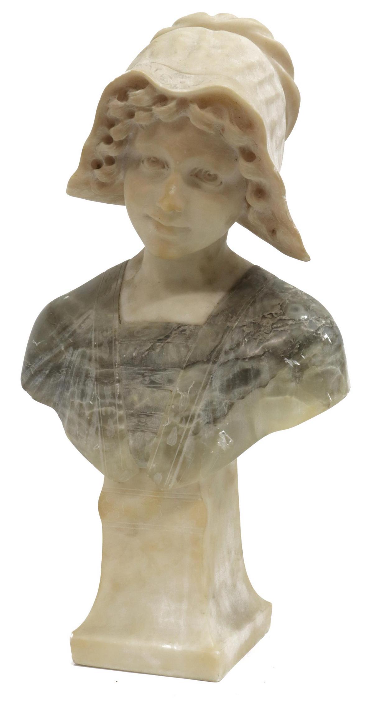 GIOVANNI BROGGI (1853-1919) CARVED ALABASTER BUST (1 of 5)