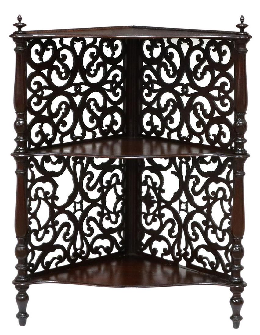 VICTORIAN MAHOGANY CORNER ETAGERE DISPLAY SHELF (1 of 3)
